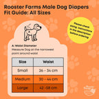 Rooster Farms Male Dog Diapers Large 3Pk - Washable Reusable Nappies Hook/Loop