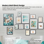 Kitchee 12 Pieces Photo Frame Set - Modern Gallery Wall Mixed Sizes Matt Black