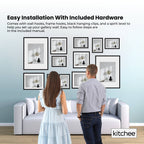 Kitchee 12 Pieces Photo Frame Set - Modern Gallery Wall Mixed Sizes Matt Black