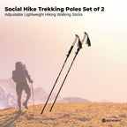 Social Hike Trekking Poles Set of 2 Adjustable Lightweight Hiking Walking Sticks