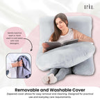 Orku Maternity Pregnancy Pillow - J-Shape Full Length for Side Sleepers Grey