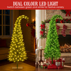 Christabelle 4ft Christmas Gremlin Tree Curved Top Red Bauble Built In Green & White LED Lights Foot Pedal Control