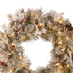Christabelle 61cm Snowy Christmas Wreath Bedford with LED Lights Front Door Decoration Ornament