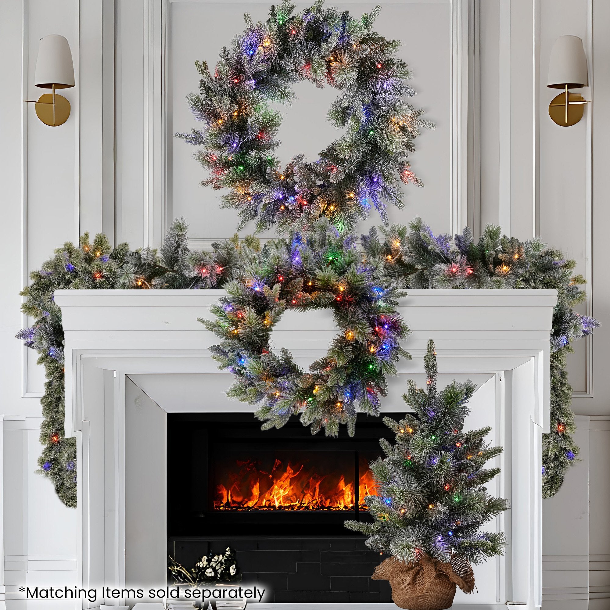 National Tree Company 274cm Pre Lit Snowy Stamford Spruce Battery Operated Christmas Garland w/LED Lights & Timer