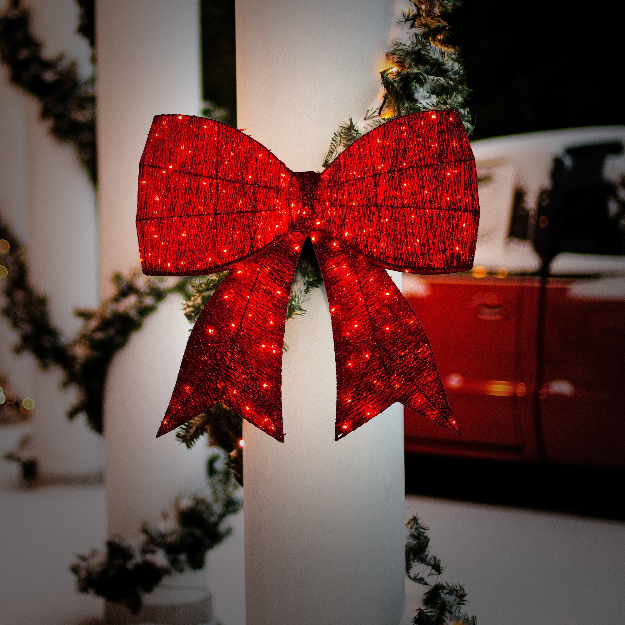 Christabelle 91cm Christmas Display Bow With Led And Twinkle Lights Festive Decoration