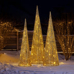 Christabelle 3pc Christmas Tree Indoor Outdoor Display Decoration LED Lights Front Yard Lawn Statue Ornament