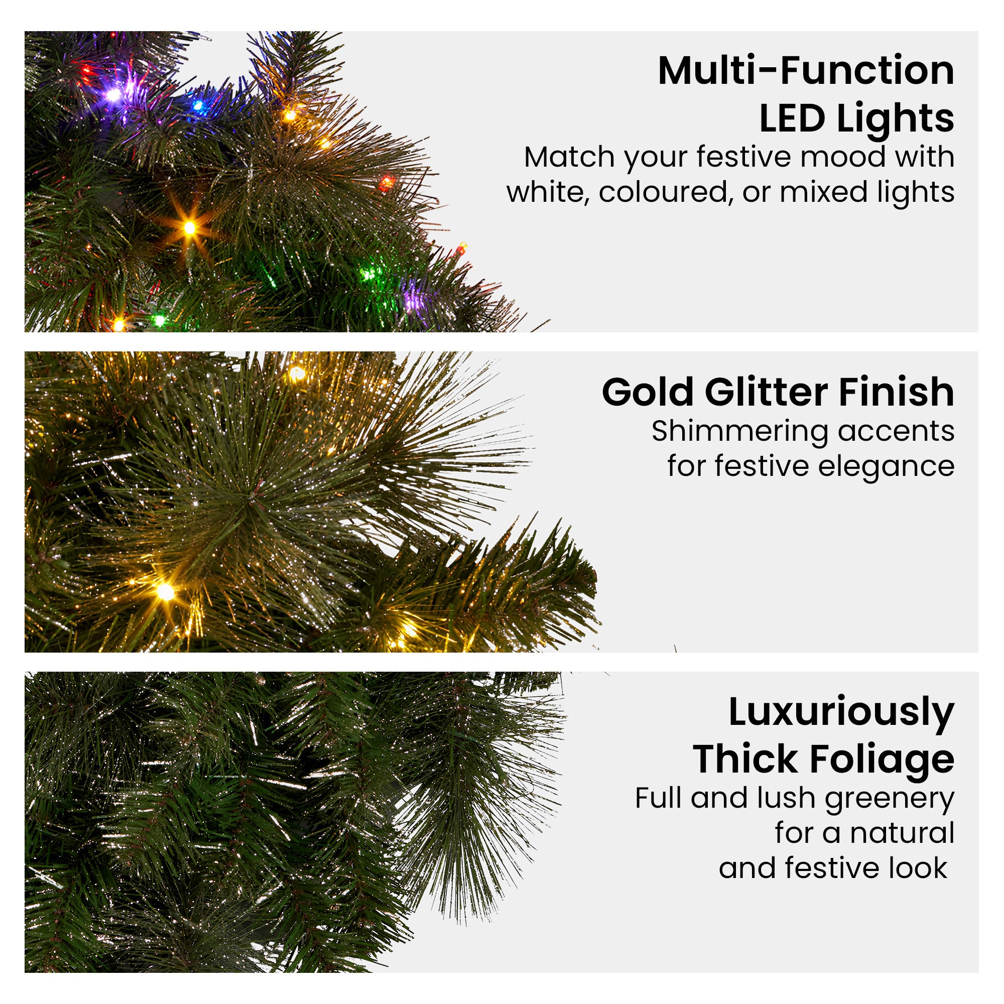 Christabelle 76cm Battery-operated Split Christmas Wreath Glittery Gold Pine