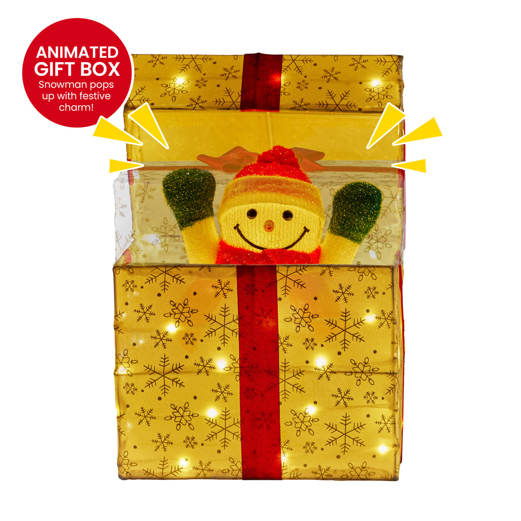 Christabelle Animated Snowman Gift Box Led Christmas Tree Decoration Ornaments