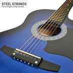 Karrera 38in Pro Cutaway Acoustic Guitar with Bag Strings - Blue Burst