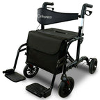 Orthonica Aluminium 2-in-1 Rollator Wheelchair with Foldable Frame – Black & Silver