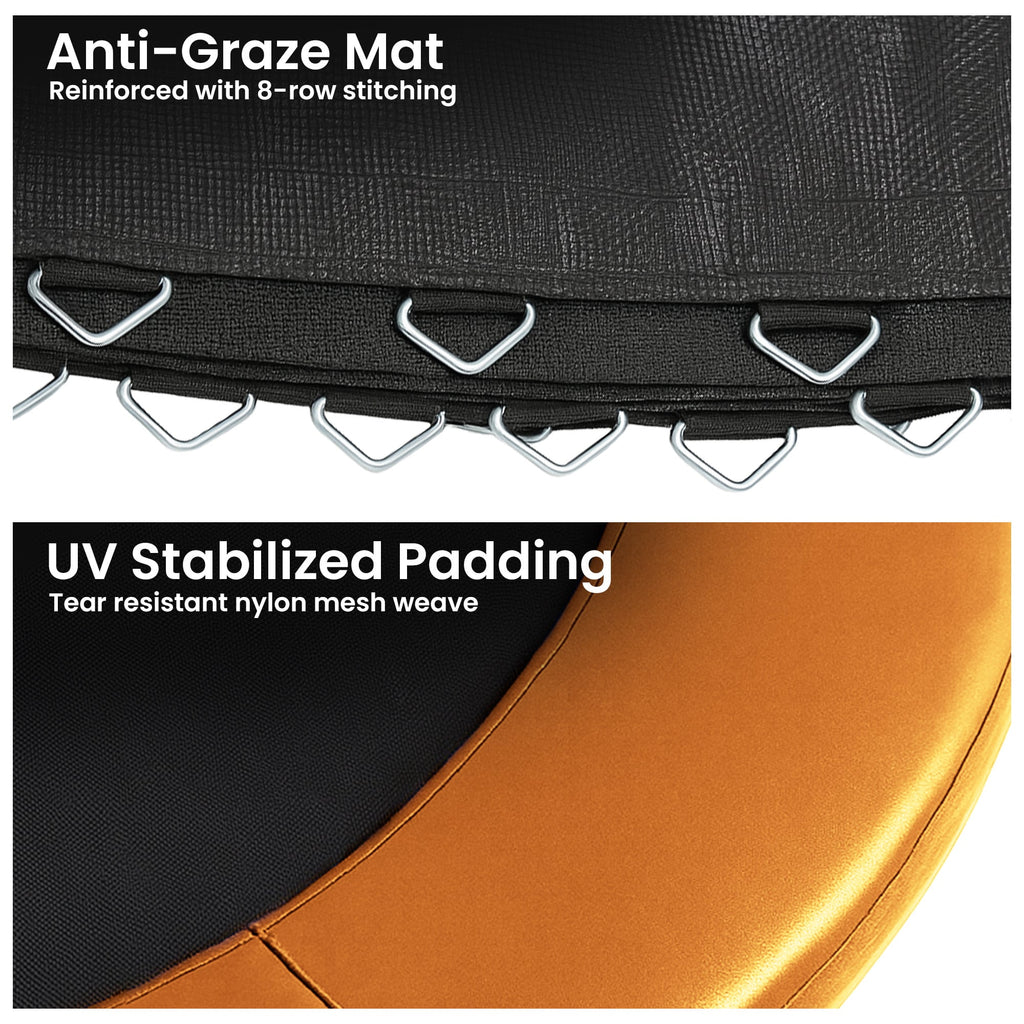 Kahuna 12ft Replacement Trampoline Safety Pad Cover and Jumping Spring Mat - Orange