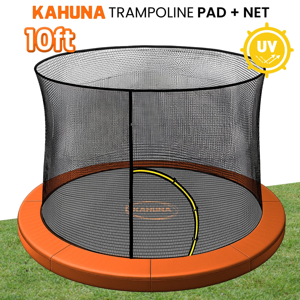 Kahuna 10ft Trampoline Pad and Net - Orange