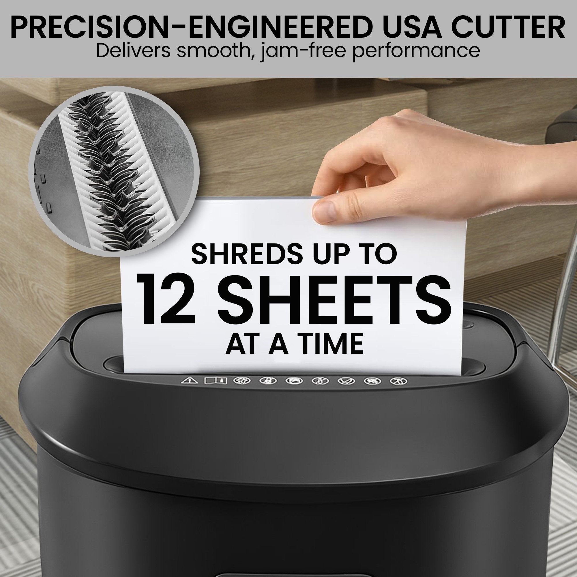 Centurion 25L 12-Sheet Paper Shredder Electric Cross-Cut Home & Office Cutter