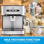 Pronti Breakfast Set with 1.6L Coffee Machine, Silver Noir Toaster & Kettle