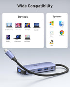 BENFEI 000359GY  11-in-1 USB C Hub Triple Display Docking Station Dual HDMI, VGA, 3xUSB 3.0, 10Gbps