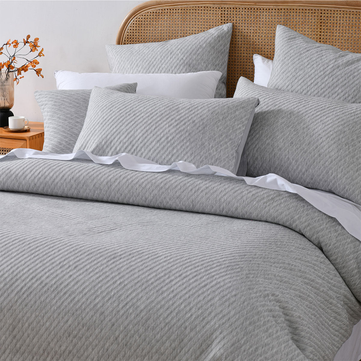 Bianca Pesaro Grey Polyester Cotton Quilt Cover Set Super King