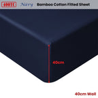 Accessorize 400TC Navy Bamboo Cotton Fitted Sheet 40cm Wall Double