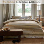 Bedding House Elie Natural Cotton Sateen Quilt Cover Set King