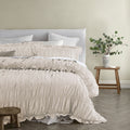 Vintage Design Homewares Haven Natural Washed Cotton Ruched Quilt Cover Set King