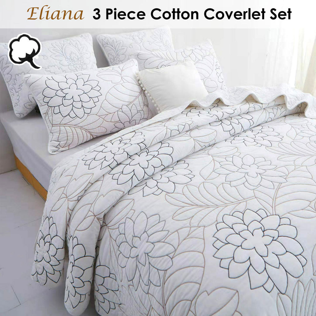100% Cotton Coverlet Set Eliana Queen