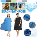 Adult Changing Robe Towel Bath Hooded Quick Dry Beach Towel Poncho Bathrobe - Grey