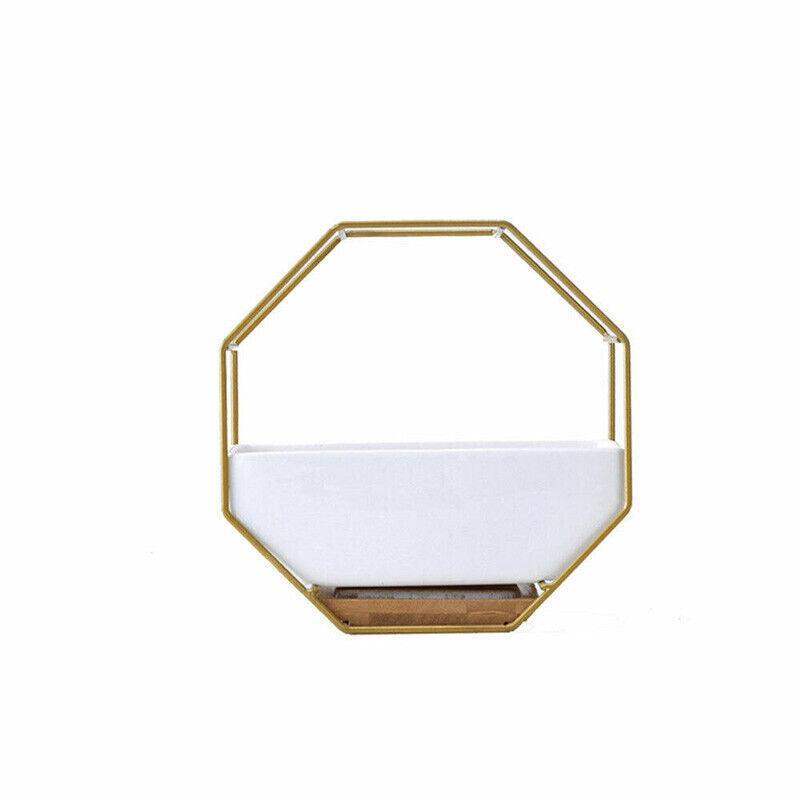 Wall Hanging Succulent Planter Pot Indoor Outdoor Flower Plant Vase Garden Decor - Gold