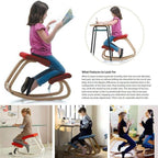 Ergonomic Kneeling Chair Rocking Office Desk Stool Upright Posture Support Seat - Beige