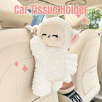 Car Tissue Box Multifunctional Hanging Drawer Box Cartoon Plush Sheep Design