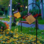 Solar Led Watering Can String Light Outdoor Garden Art Waterfall Lamp Decoration - Style A: Shower + Lamp