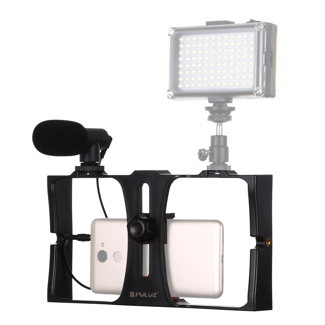 Smartphone Video Rig & Microphone Kit For Live Broadcast - Compatible With Iphone Galaxy Huawei Xiaomi Htc Lg Google And More - Blue