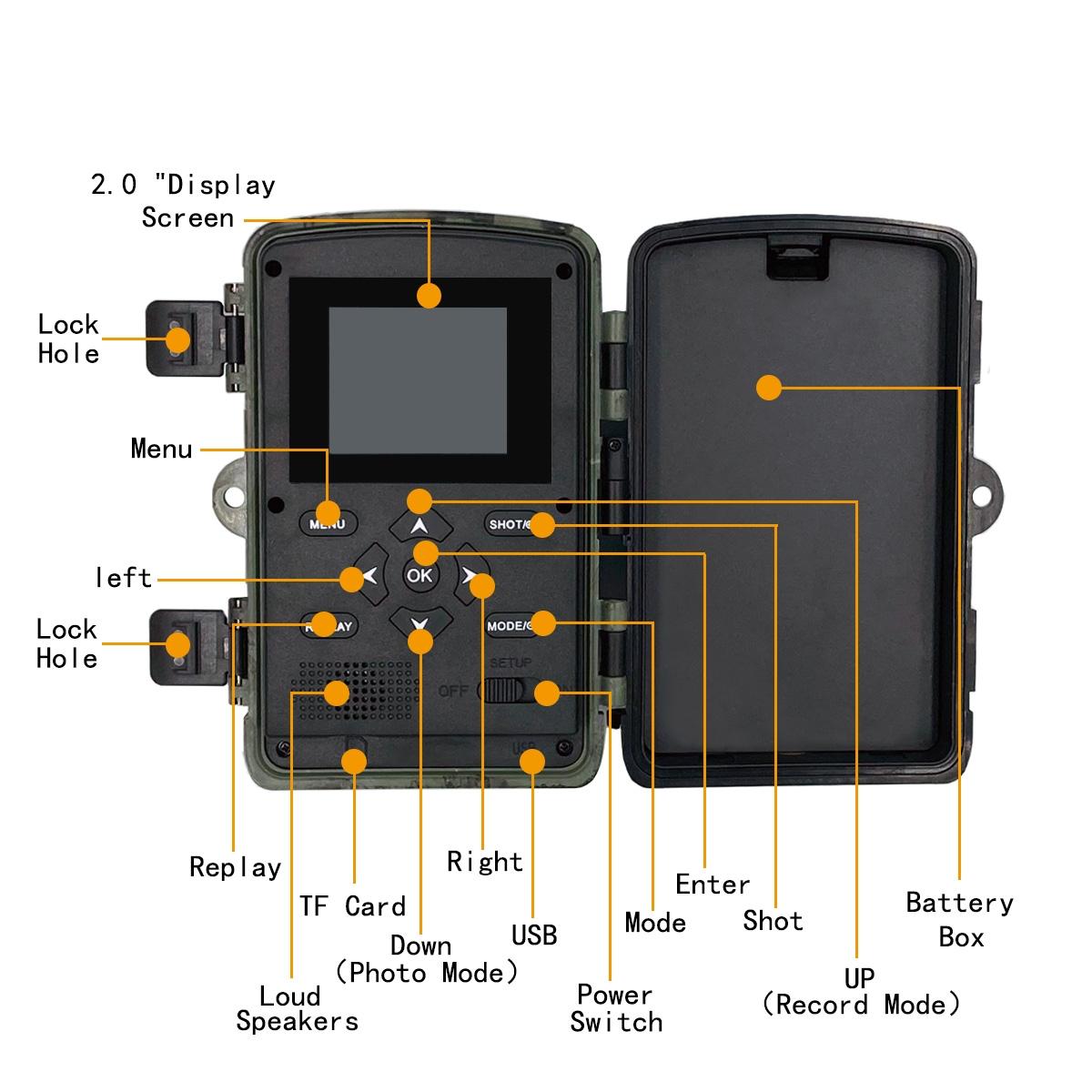 4k Infrared Night Vision Hunting Camera with 2 Lcd Screen