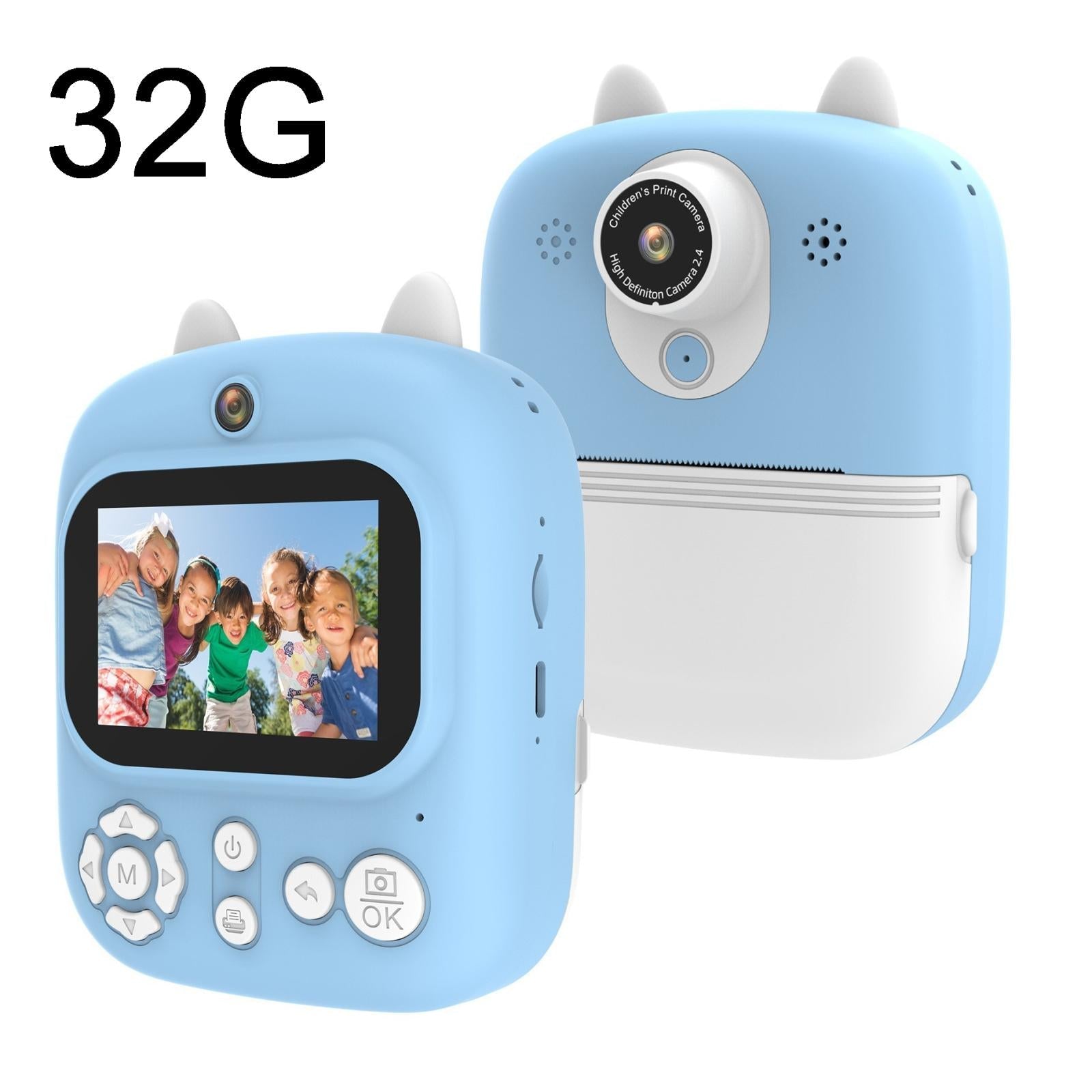 32g Instant Camera with 2.4 Display & Card Reader for Kids - 1200w Blue - Standard Pink