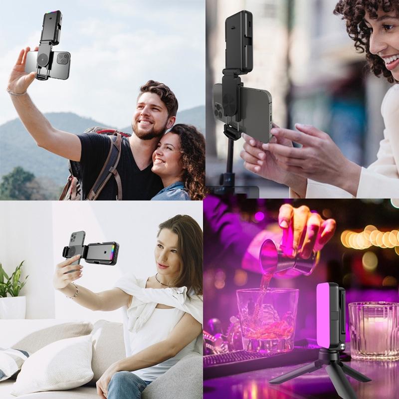 Foldable Rgb Fill Light with Phone Clip & Cold Shoe Interface