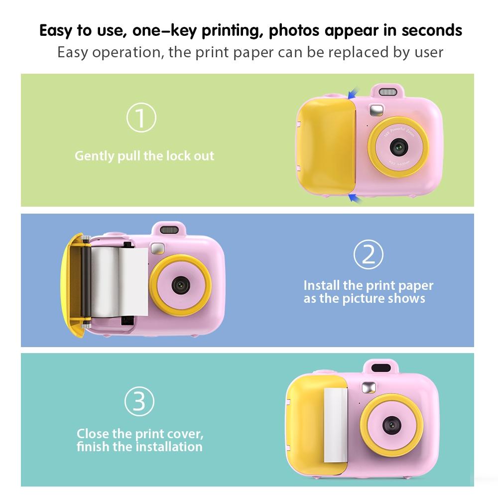 Smart Kids Thermal Camera With Printing Paper - 2.4 - Blue Focus - 503J Pink Fixed Focus