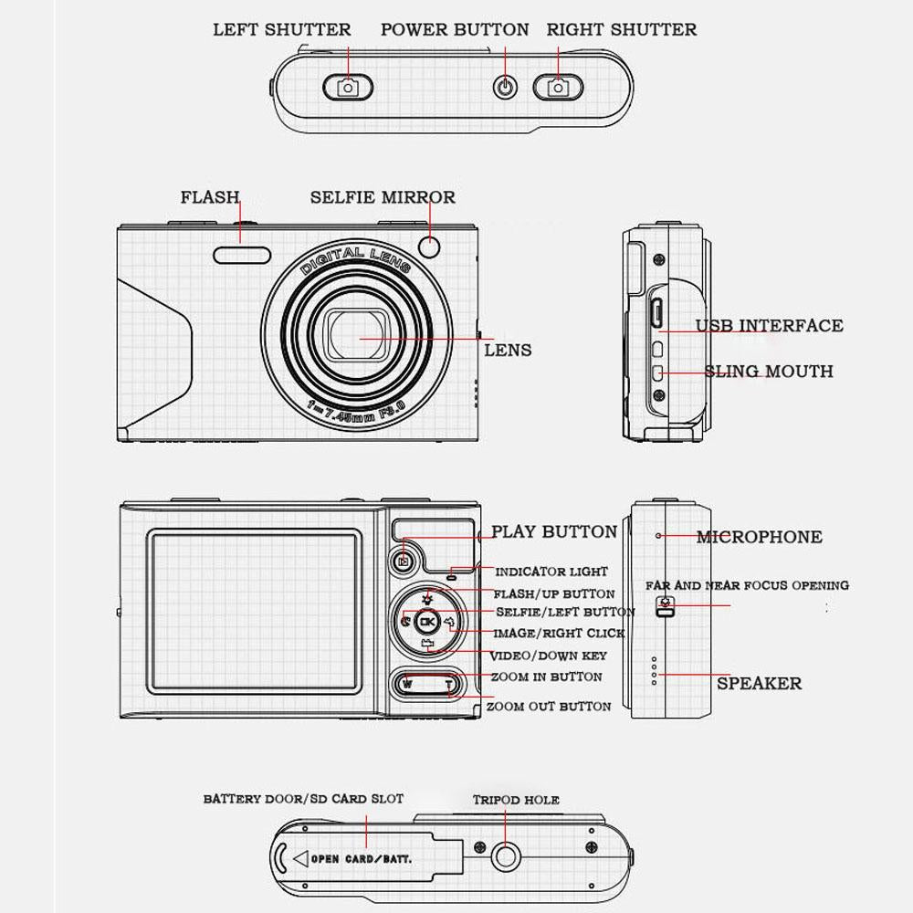Retro 4K Digital Camera With 2.7 Lcd Screen - 30W Standard White