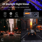 High Definition Car Wifi Dash Cam with Night Vision - 2k - Dual Recording 2K+720P