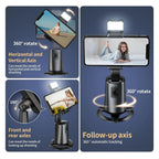 Auto Tracking Gimbal Stabilizer with Fill Light and Selfie Stick - 360 Degree Rotation - A200 Set 1