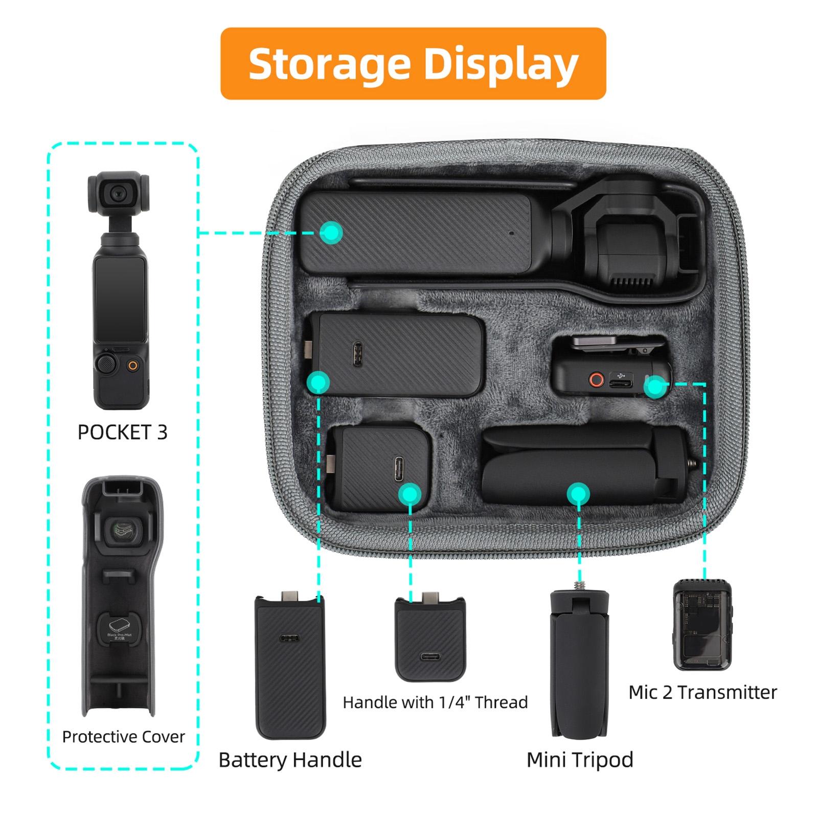 Portable Storage Case for Dji Pocket 3 - Complete Protection for Travel - Full Set Bag