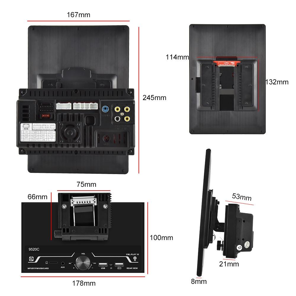 9.5 Inch Vertical Screen Car Mp5 Player - Double Spindle