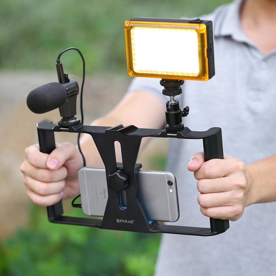 Vlogging Live Broadcast Led Selfie Light Kit With Tripod Head - Blue