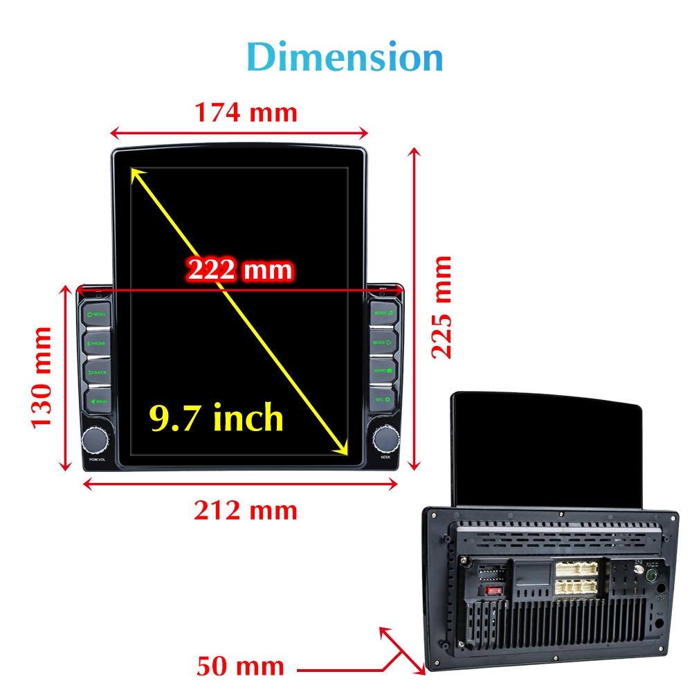 9.7 Inch Vertical Screen Car Android Mp5 Player - Phone Link Gps Fm Steering Wheel Control