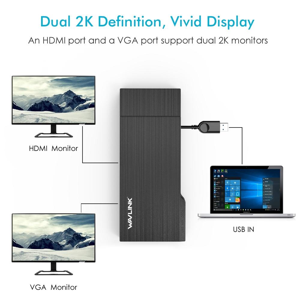 Usb3.0 Hd / Vga / Gigabit Ethernet Splitter Adapter