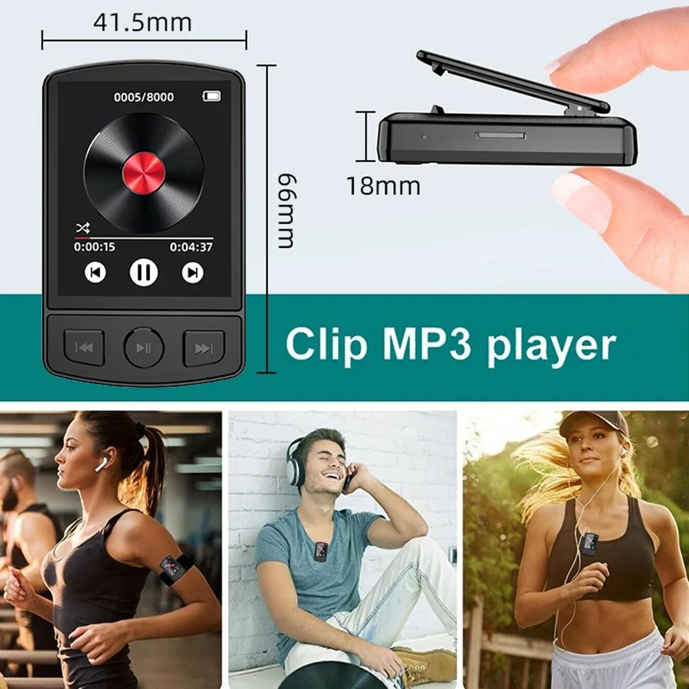 1.8 Inch Color Screen Mp3 / Mp4 Bluetooth Walkman With Back Clip - 8Gb