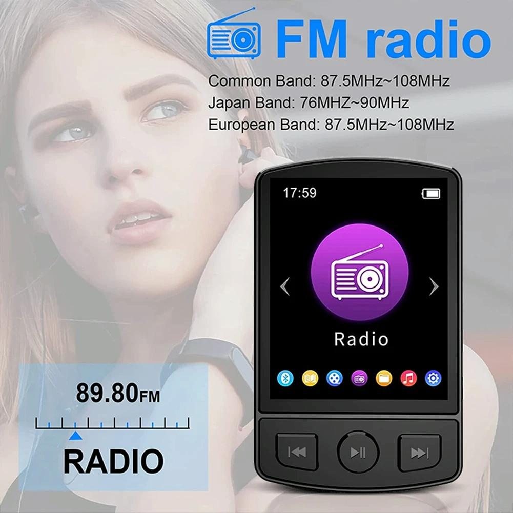 1.8 Inch Color Screen Mp3 / Mp4 Bluetooth Walkman With Back Clip - 8Gb