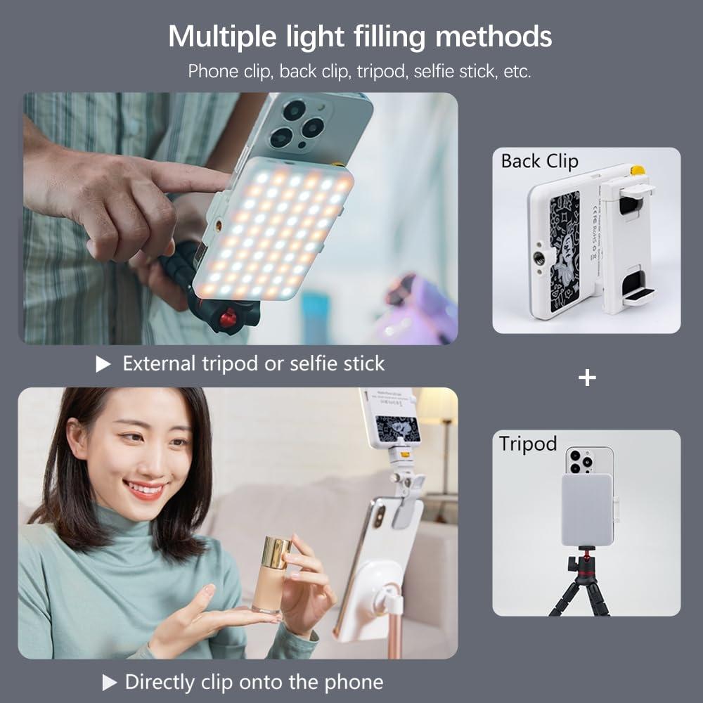Rechargeable Clip Fill Light - 60 Leds 3 Light Modes Front & Back Clip a Type Blue - B Type Blue