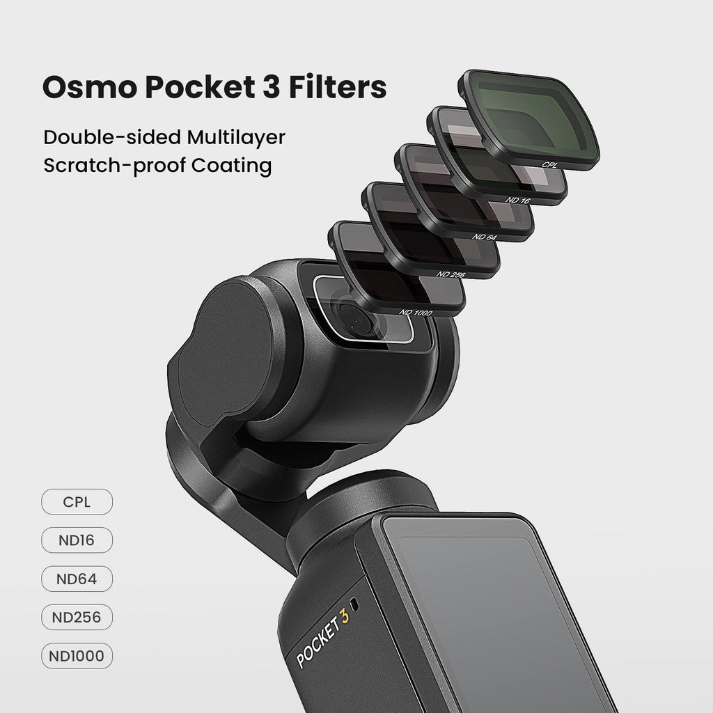 Double-sided Coated Filters for Dji Pocket 3 with Protective Goggles and Cpl Style - Nd16+Nd64+Nd256 + Cpl