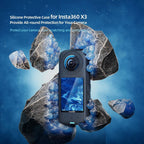 Amagisn Silicone Protective Cover for Insta360 X3 Body - Body+Lens Case (Blue)