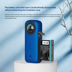 Amagisn Silicone Protective Cover for Insta360 X3 Body - Body+Lens Case (Blue)