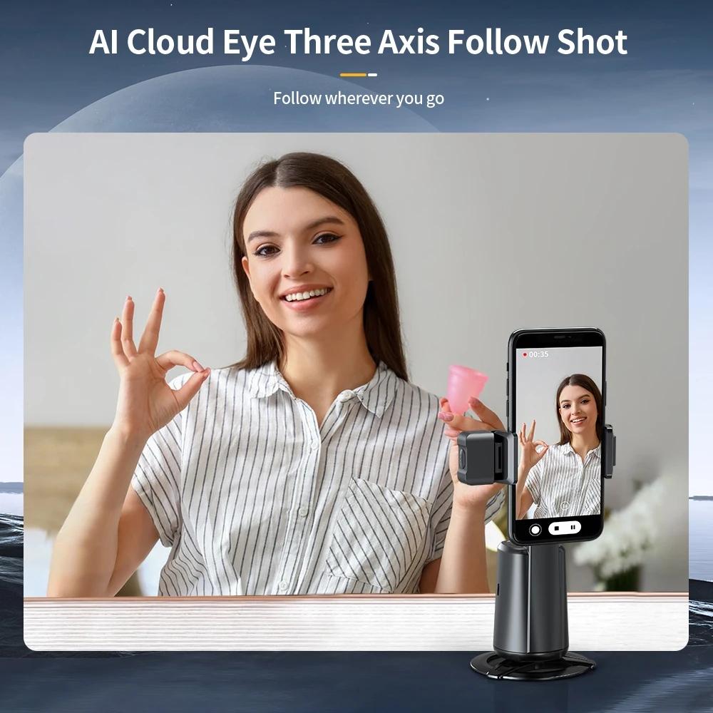 Auto Tracking Gimbal Stabilizer with Fill Light and Selfie Stick - 360 Degree Rotation - A200 Set 2