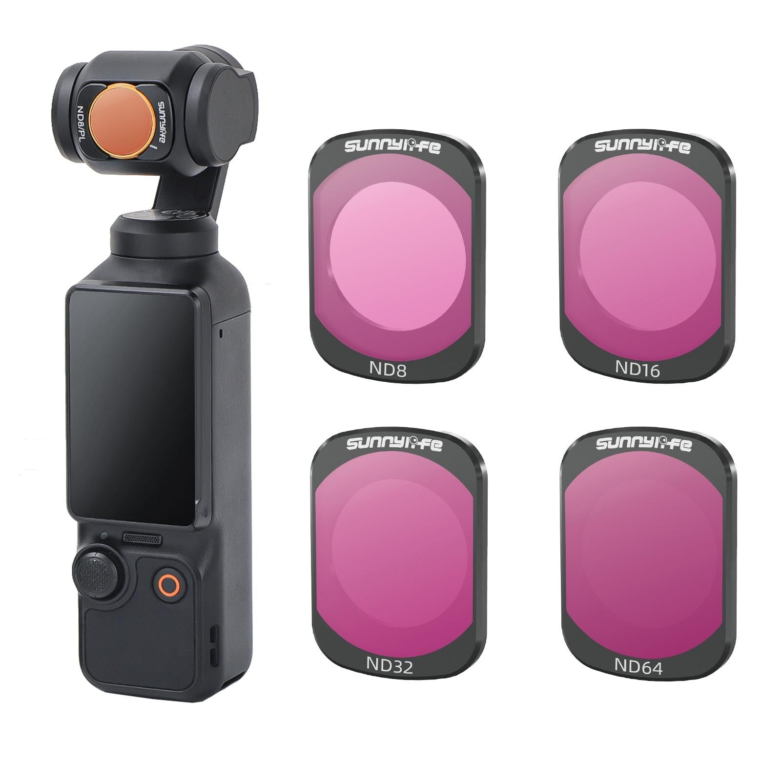 Sunnylife 3 In 1 Nd16 Camera Lens Filter For Dji Osmo Pocket No Gimbal Reset - 4 In 1 Uv Cpl Nd32 Nd64